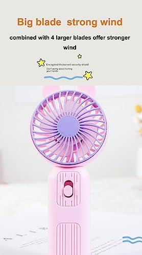 Ventilador Mano Dibujos Animados Led Recargable Portátil Reg