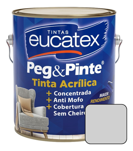 Eucatex Acrilica tinta pintura parede peg e pinte 3.6L cores cor prata