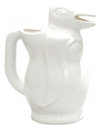 Jarra De Vino Mesa Pinguino Blanco Marron 0.5 Lt Ceramica.