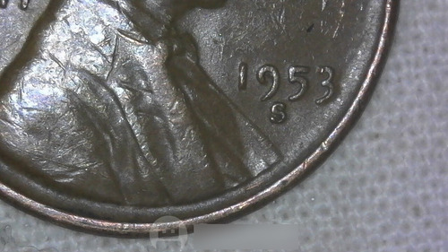 Wheat Penny 1953s Golpeó Sobre? Struck Thru?? Grease Error. (Usado)
