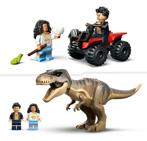 LEGO® Jurassic World Escape por el Río y T. rex a la Caza 76975; juguete para niños incluye un T. rex, una lancha, una cuatrimoto, un cobertizo, 2 minifiguras; 5+