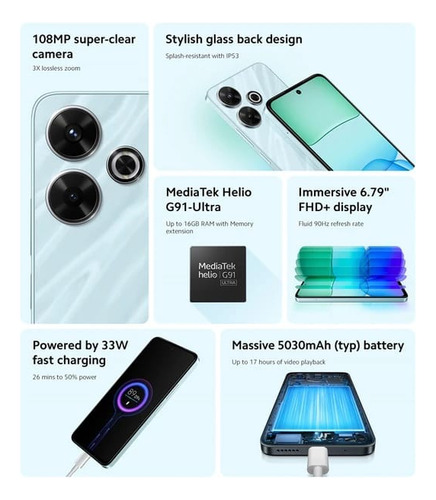 Xiaomi C/ Capa De Proteção Redmi 13 4g 256gb 8gb Ram Preto