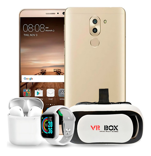 Celular Huawei Mate 9 Lite 32 Gb Dorado 3 Gb Ram Nuevo + 3 Regalos (smartwatch, Lentes Vr Box Y Audífonos)