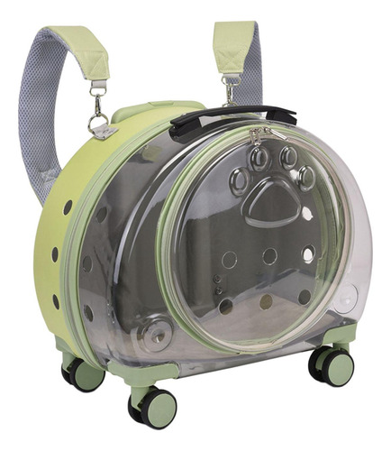Pet Trolley Case Mochila Con Correa Para Verde TranslĂșcido