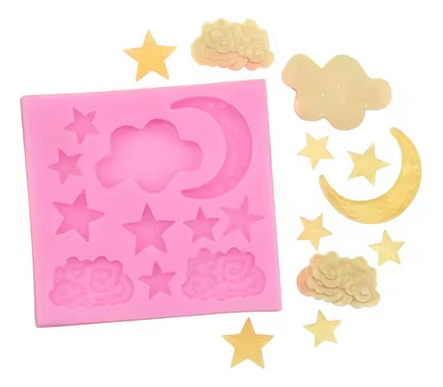 Molde Silicone Ceu Lua Nuvem Estrela Chocolate Fondant Pasta