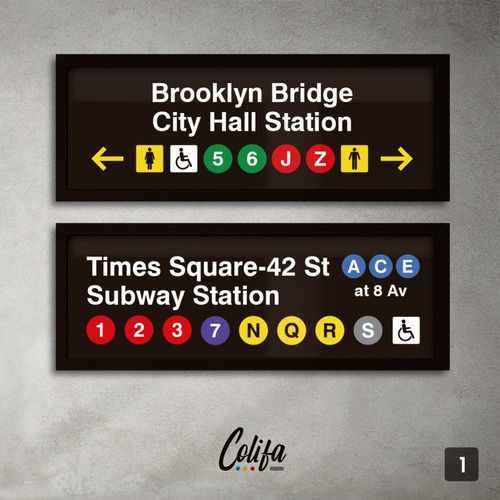 Set X 2 Cuadros Subway New York #1 - Ciudades - 20x60