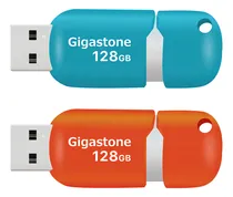 Comprar Gigastone V10 128gb Unidad Flash, Paquete De 2, Memoria Usb2.0 Thumb Drive Memory Stick Pen Drive Diseño Retráctil Sin Tapa (azul & Naranja)