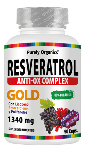 Resveratrol Anti-ox Complex Gold |  90 Caps |  Antioxidante 