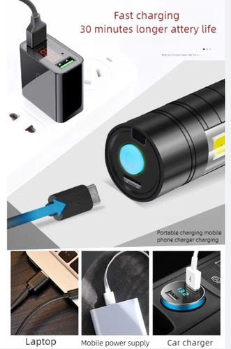 Mini Linterna Led Portátil Impermeable Recargable Por Usb