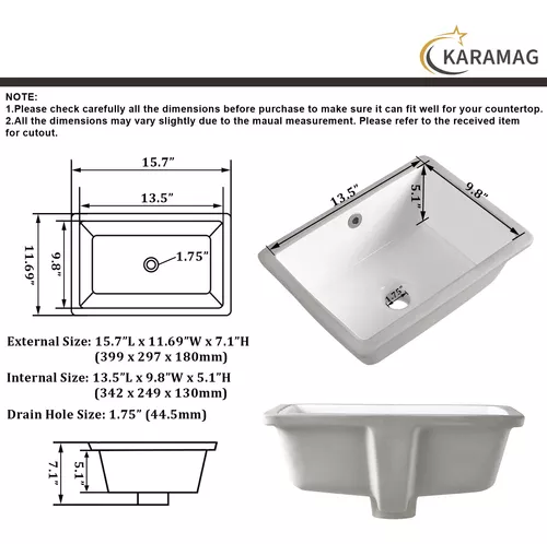 Fregadero de baño de 16 pulgadas, pequeño fregadero