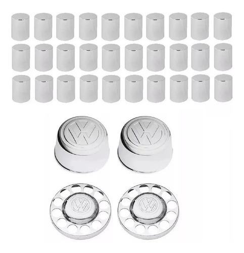 Kit Tampa Cubo Cromado Caminhão Vw 3/4 + Capa Boliviana