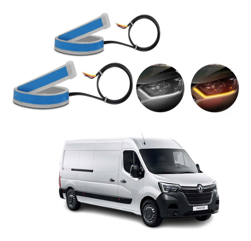 Kit Fitas Led Drl Farol + Seta 12v 60cm Master 2023