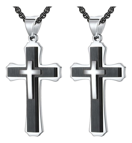 Collares De Cruz, Mxrmg-002, 2pzas, Negro, Collar Triple Cru