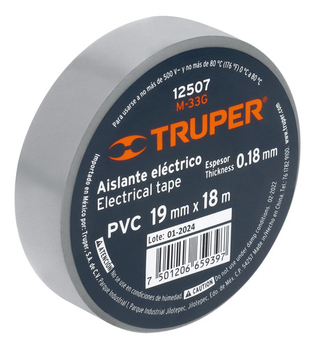 Cinta De Aislar Gris 18 M X 19 Mm - Truper