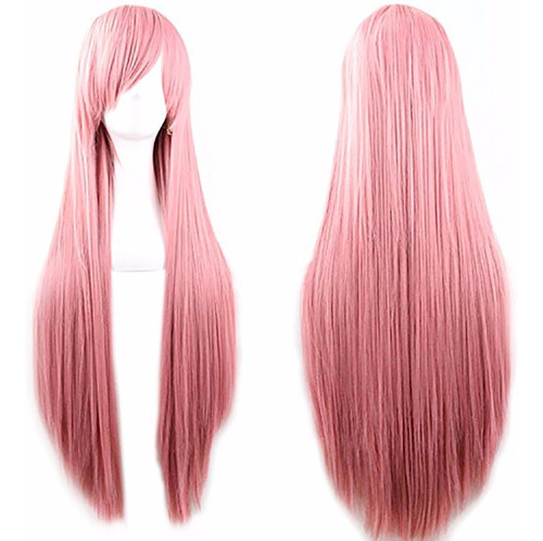 ¡ Peluca Kanekalon Larga Cabello Liso 80cm Rosado !!