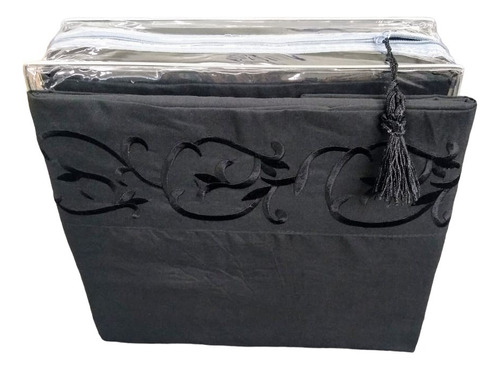 Juego de sábanas Picaso Premium Cotton Touch color negro con diseño liso para colchón de 200cm x 160cm x 30cm
