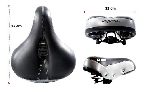 Imagen 2 de 10 de Asiento Para Bicicleta Crusier Confortable Negro C/ Remaches
