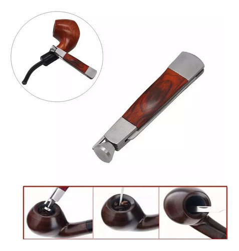 - Pipa De Acero Inoxidable De Madera Roja For Fumar Tabaco