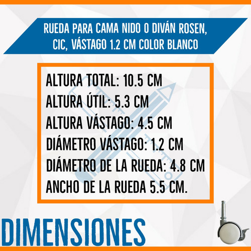 Imagen 2 de 6 de Rueda Para Cama Nido O Rueda Para Divan Rosen Cic O Flex