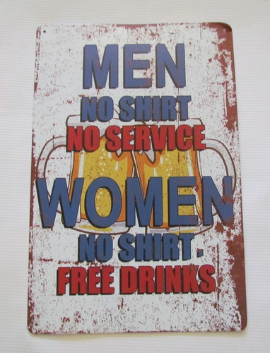 Anuncio Cartel Mujeres Sin Camisa Bebidas Gratis Decoracion 