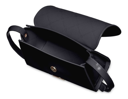 Imagem 3 de 3 de Bolsa transversal Petite Jolie Alicia PJ10087 design liso de j-lástic preta com alça de ombro preta