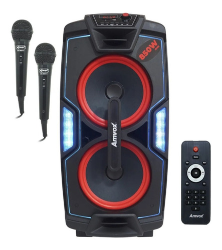 Imagem 1 de 7 de Caixa Som Amplificada C/rodas Bluetooth Amvox 850w Rms Usb L