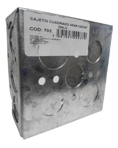 Cajetín Metálico 4 X4 X1/2 X3/4  Galvanizado