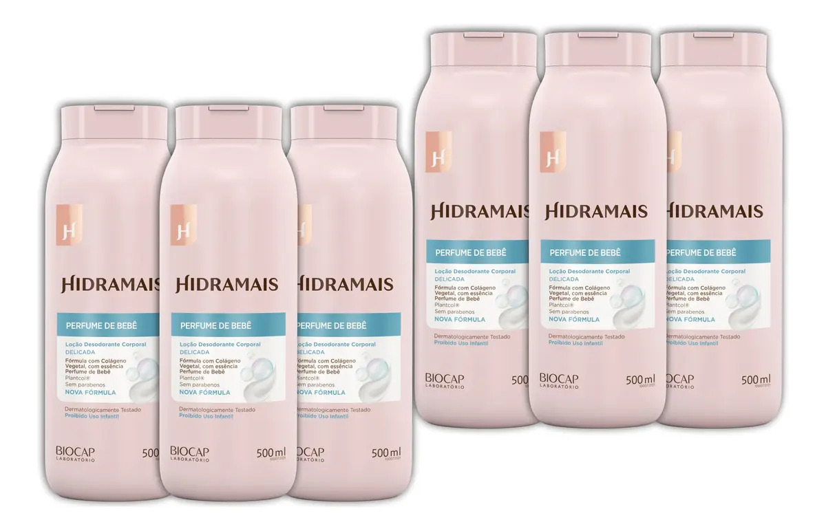 Kit Loção Hidratante Perfume Bebê 500ml Hidramais 6 Unidades