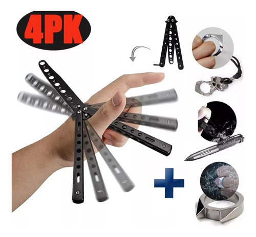 Cuchillo De Mariposa Y Arma Oculta De Autodefensa Táctica4pk