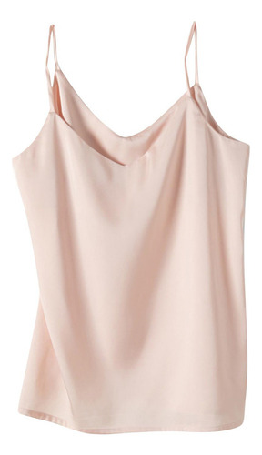A Camiseta Interior Con Cuello En V Y Tirantes De Satén De