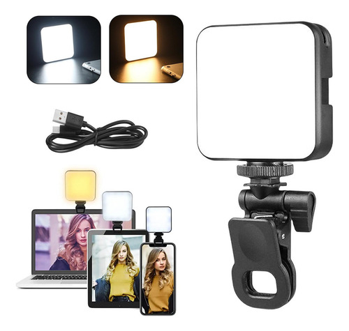 Iluminador Led Bicolor Greika 5w Com Suporte Para Celular Cor da estrutura Preto