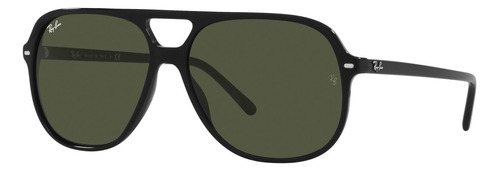 Anteojos de sol Ray-Ban Bill Small con marco de acetato color polished black, lente green clásica, varilla polished black de acetato - RB2198