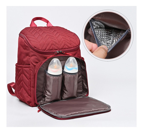 Pañalera Moderna Mochila De Bebe Multiuso Impermeable Viaje Color Gris Diseño De La Tela Rayas