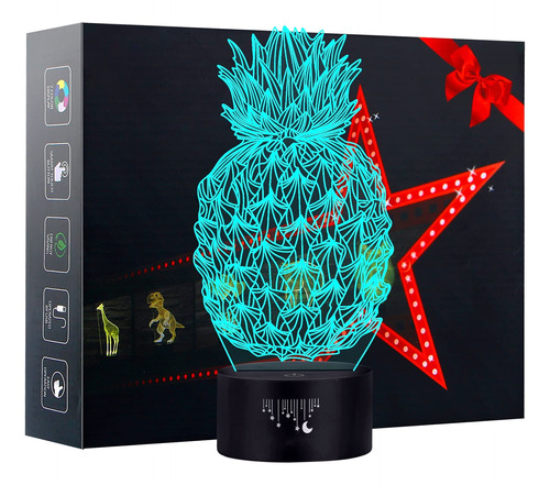 Luz Piña Nocturna 3d Para Niño Lampara Escritorio Mesa 7 Led