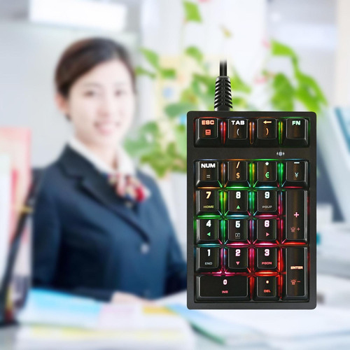 Teclado Numérico Mecânico Portátil K21, 21 Teclas,