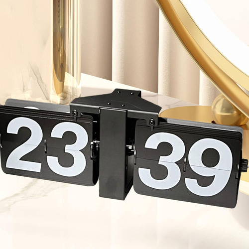 Relógio De Mesa Com Virada De Página Automática, Preto