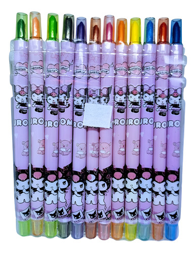 Crayones Retractiles X12 Kuromi Cinna My Melody Purim Y Más Kuromi