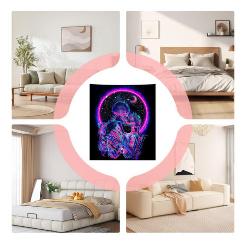 Tapiz Calavera Tapiz Calavera Luz Negra Tapiz De Pared Con C