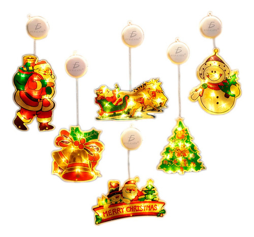 Set De 6 Adornos Navideños Para Colgar Detalles Festivos Luces Amarillo Ele-Gate
