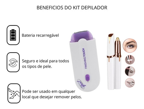 Kit Depilador Intimo Corporal Pernas E Caneta Portátil Usb
