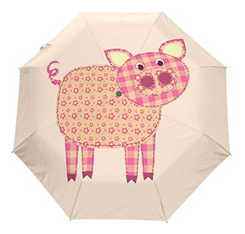 Sombrilla O Paraguas - Alaza Hipster Pig Piggy 3 Folds Auto