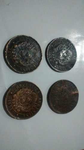 4 Monedas Antiguas De 2 Centavos Patacón 1884, 1890, 1893