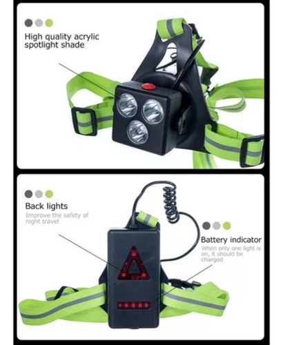Jaju Farol Usb Recarregável Led Lanterna Esporte Ao Ar Livre