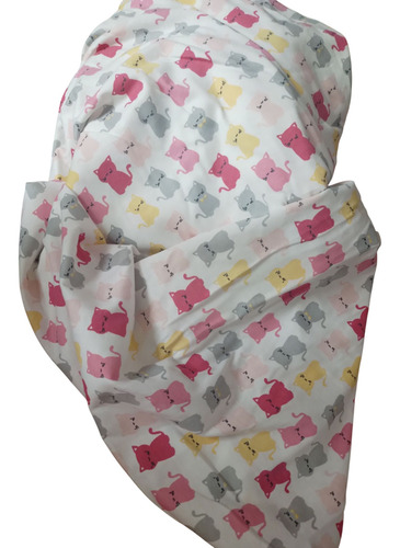 5 Metros De Tela De Jersey Algodón Estampado Blanco Gatos