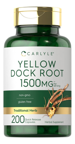 Suplemento en cápsulas de raíz de dique amarillo de Carlyle, 1500 mg, 200 unidades