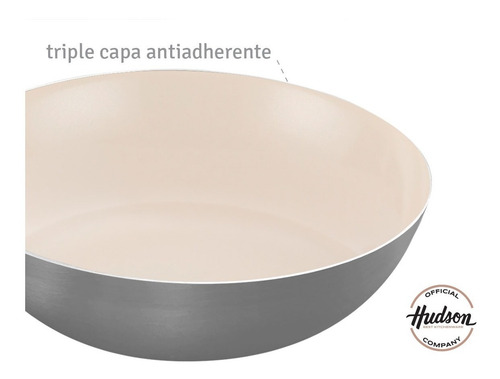 Wok De Aluminio Hudson Gris 28 Cm Con Antiadherente