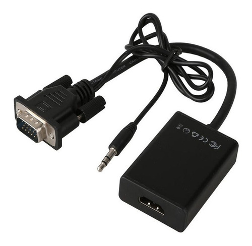 Conversor Vga A Hdmi Con Audio Adaptador Cable Tv Hd 1080p