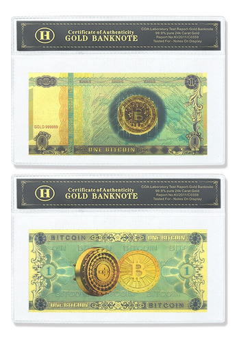 Billete Edicion Bitcoin Funda Certificada Laminado Oro 24k