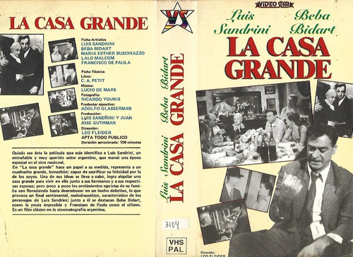 La Casa Grande Vhs Luis Sandrini Beba Bidart Video Star