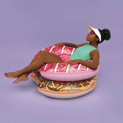 Imagem 3 de 4 de Boia Donut Inflável Divertida 1,0m Suporta Até 90kg - Marrom